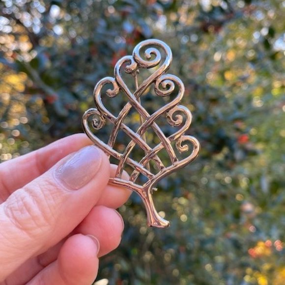 HOLIDAY🎄🎄 VTG DANECRAFT Tree Silver BROOCH - Picture 4 of 6